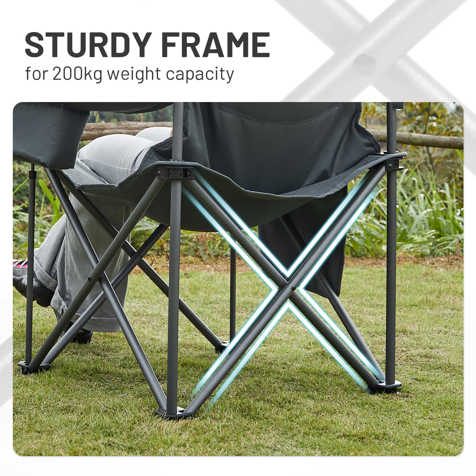 Lot De 2 Chaises De Camping Pliante Avec Dossier Portables Et Legeres Chaise De Peche Gris Fonce