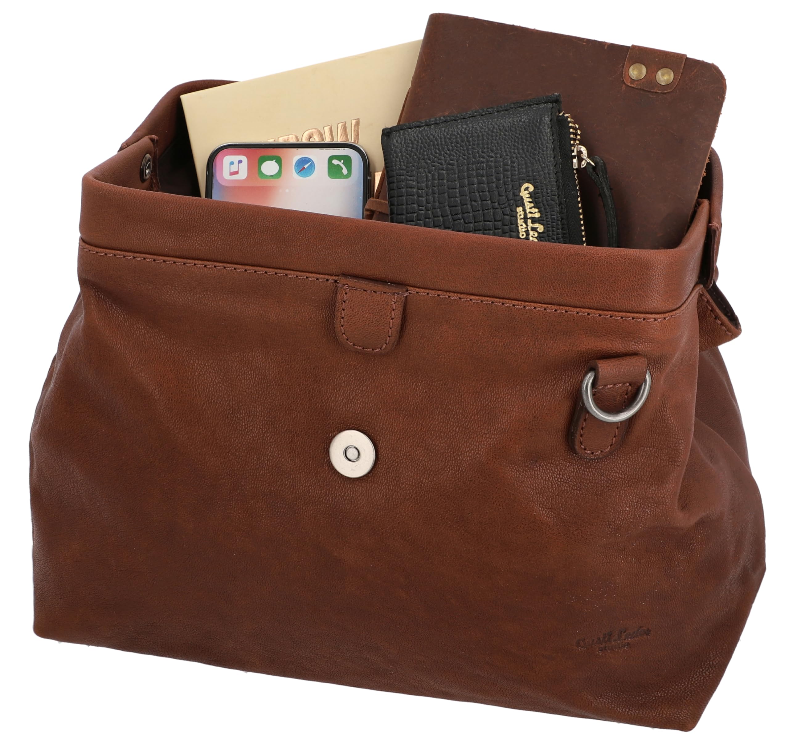 Gusti Bandolera de Cuero - Lillith vintage Bolso de mano Maletin Bolso médico Cuero marrón oscuro