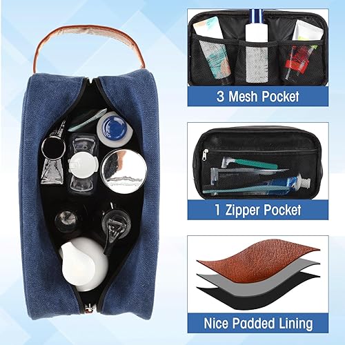 Miniatura 3 de 6 bolsas de aseo para hombre para viajar, bolsa de afeitado para artículos de tocador, regalos de boda, padrinos de boda, bolsa de baño de lona y