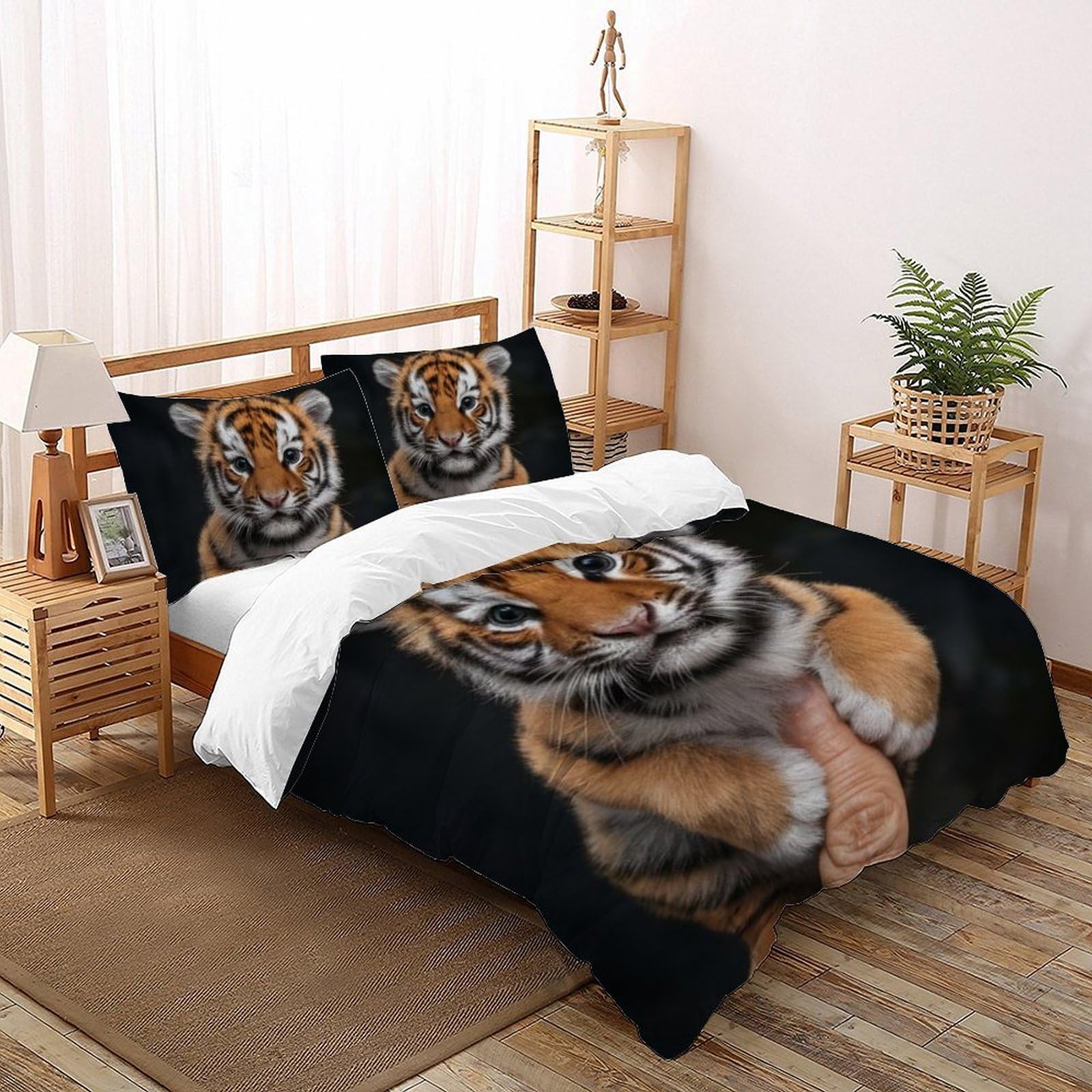 Housse de couette guépard imprimé 3D parure lit enfants douce et cozy