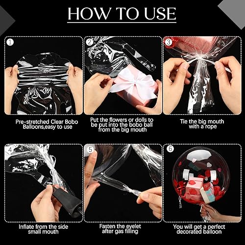 Miniatura 3 de Sosation 90 globos transparentes grandes para rellenar globos Bobo preestirados, globos transparentes rellenables, globos de boca ancha, globos de