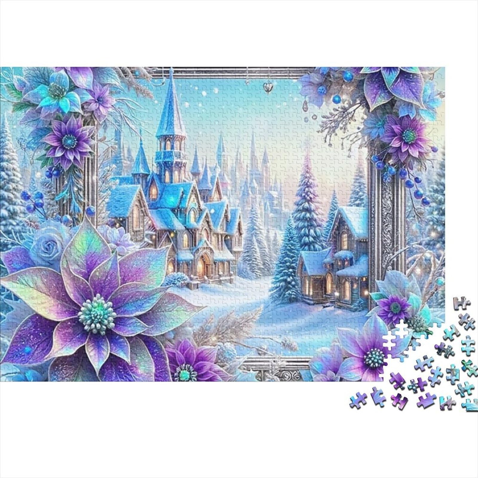 Rompecabezas de hermosa decoración de invierno, 1000 piezas de papel reciclado texturizado 8