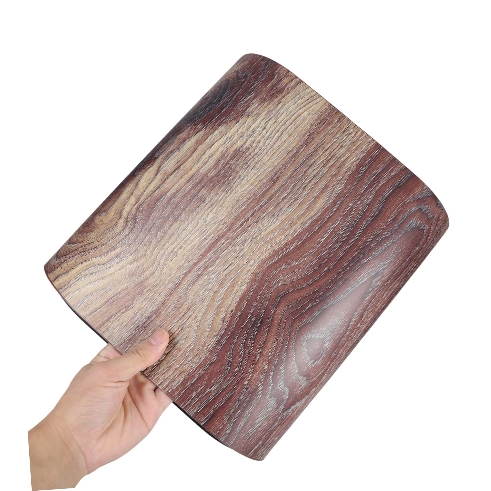 KOMBIUDA Papelera de Plástico Marrón con Veta de Madera y Tapa, Diseño Delgado y Elegante para Baño y Oficina, Fácil de Limpiar y Uso Prolongado