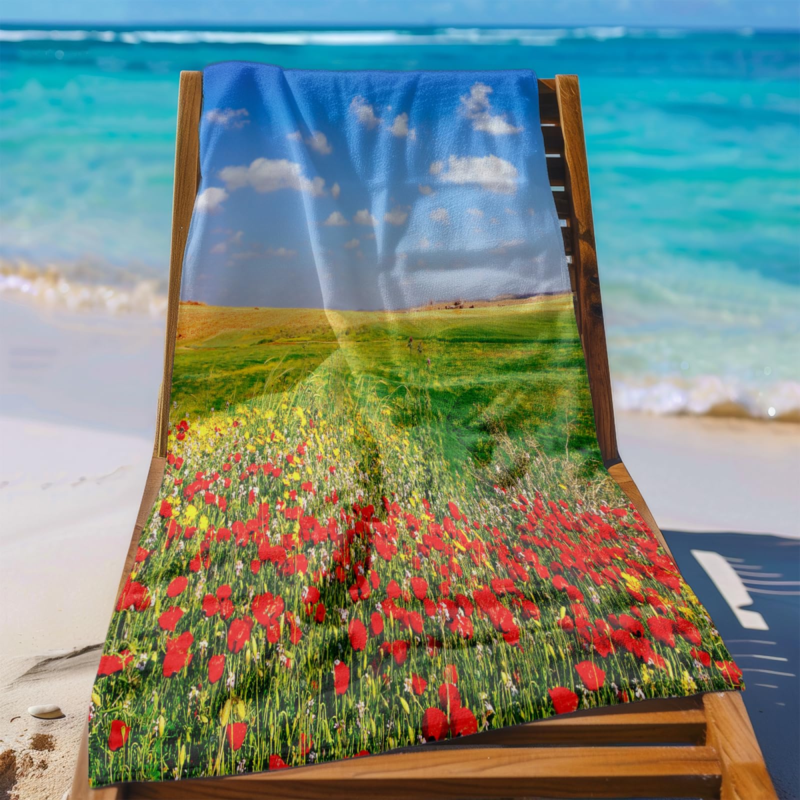 Strandtuch Grün Gelb Blau Mikrofaser Handtuch Tragbar Handtücher Groß Badetuch Sand Proof Badehandtuch Groß Ultraleicht Strandtuch XXL Schnelltrocknend Strandhandtuch Beach Towel 100x200cm
