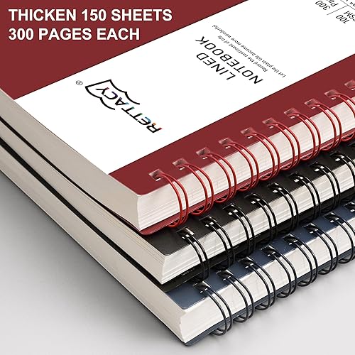 Miniatura 2 de RETTACY Cuaderno de espiral de 300 páginas, cuaderno de rayas universitarias B5 con 7.48 x 10.15 pulgadas, papel rayado universitario de alta