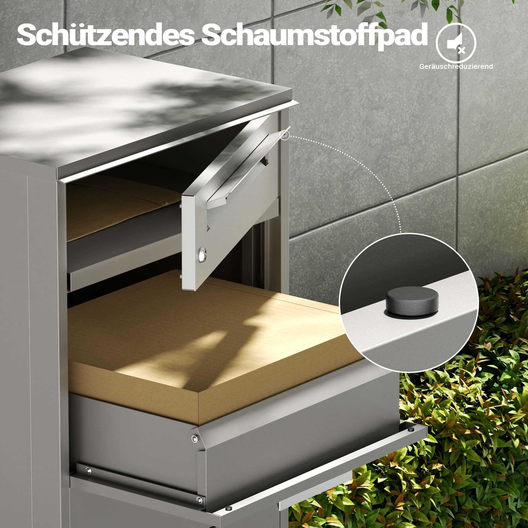 Wiltec Paketkasten grau 500 x 370 x 1120 mm Stahl Standbriefkasten