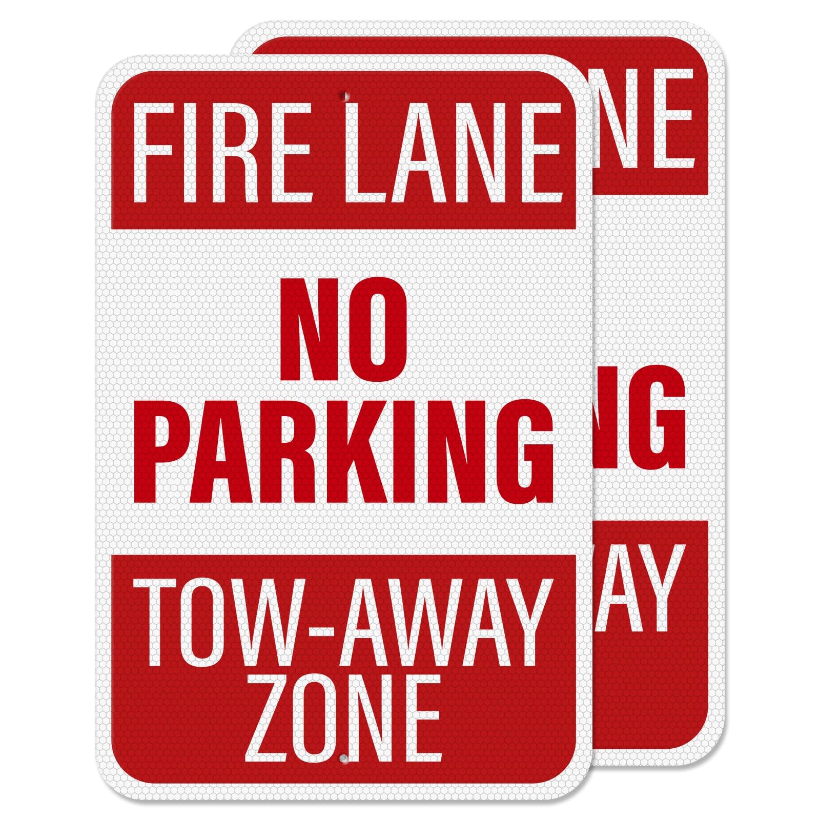 2 Pack No Parking Fire Lane Tow-Away Zone Sign 8 × 12 Inches High Reflective Weatherproof Aluminum Metal Safety Signage with Pre-Drilled Holes for Streets Roads Garages
