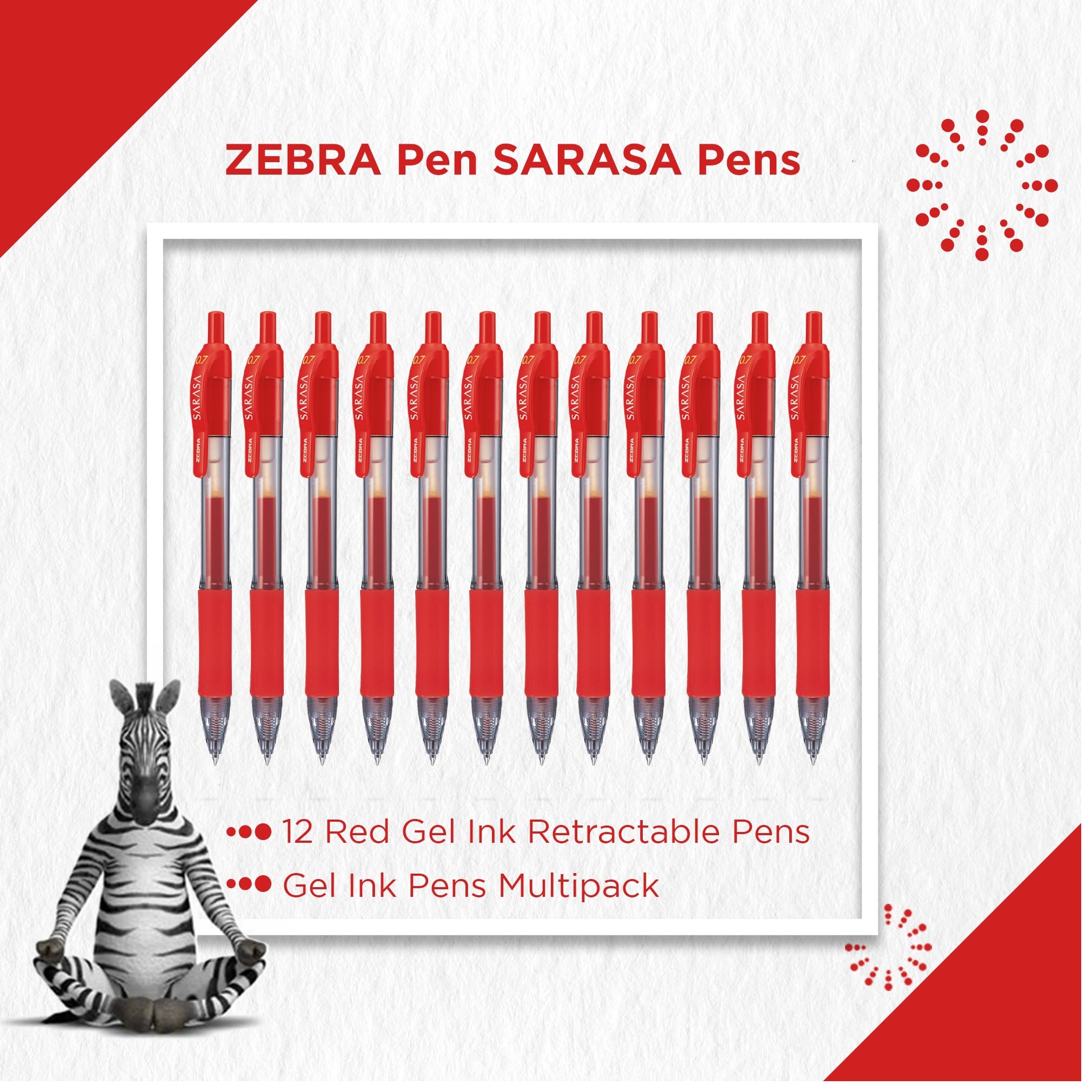 Zebra 46810 Sarasa Gel-Drucktintenroller, Schwarz, mittlere Strichbreite, 12er Pack blau