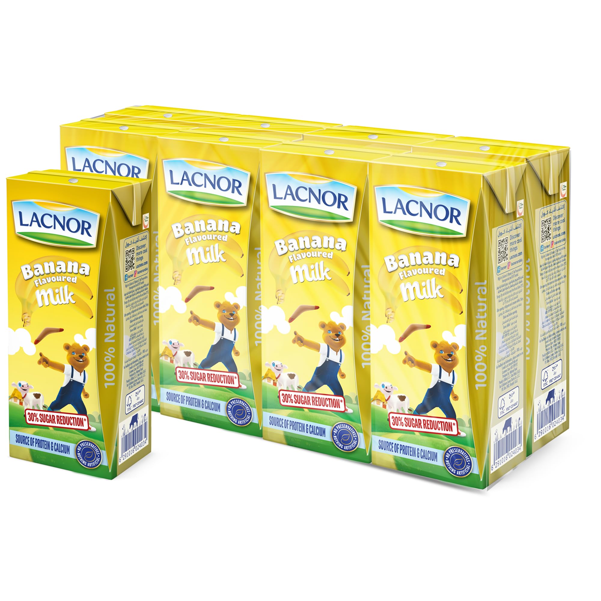 Lacnor Essentials Banana Milk - Pack Of 8 Pieces (8 X 180 ml = 1.44 Liter)