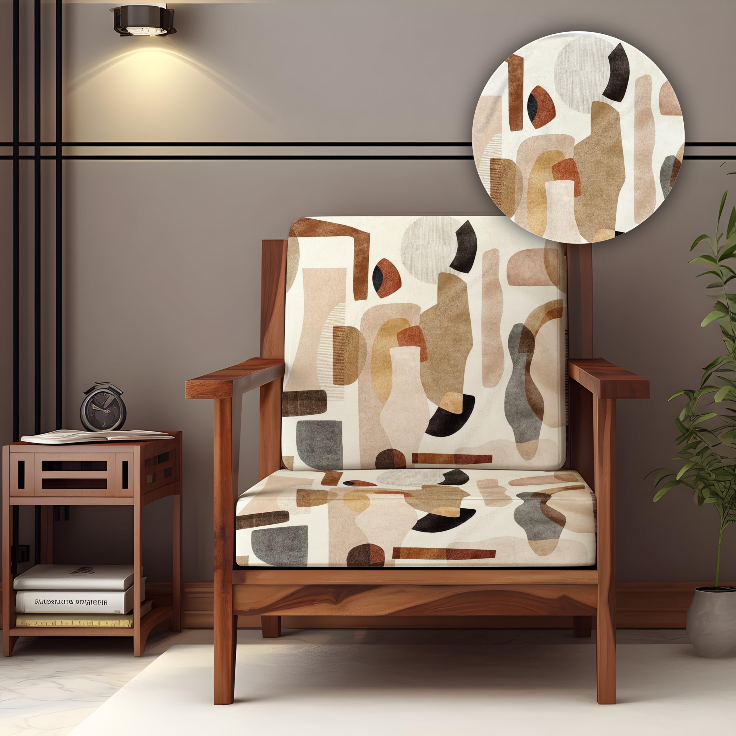 Decorian Soft Velvet Stretchable Printed Solid Sofa Slipcovers, Wooden Sofa Seat Cover, Sofa Back Cushion Covers (Pack of 10, Abstract Shapes)