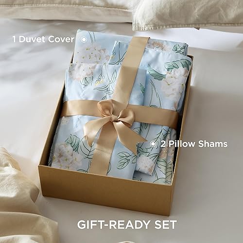 Vista 96 de Bedsure - Funda de edredón tamaño Queen, reversible con cierre de cremallera, juego de ropa de cama blanco, 3 piezas con 8 lazos en las esquinas y 2