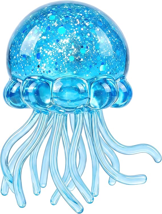 Squishy Jellyfish Design Stress Ball for Boys Girls, Ultra Soft Summer Sensory Fidget Toy for Kids Adults, Slow Rising Squeeze Toy Anxiety Relief for Autism, Party Favors, Present Fillers, Gift Blue
