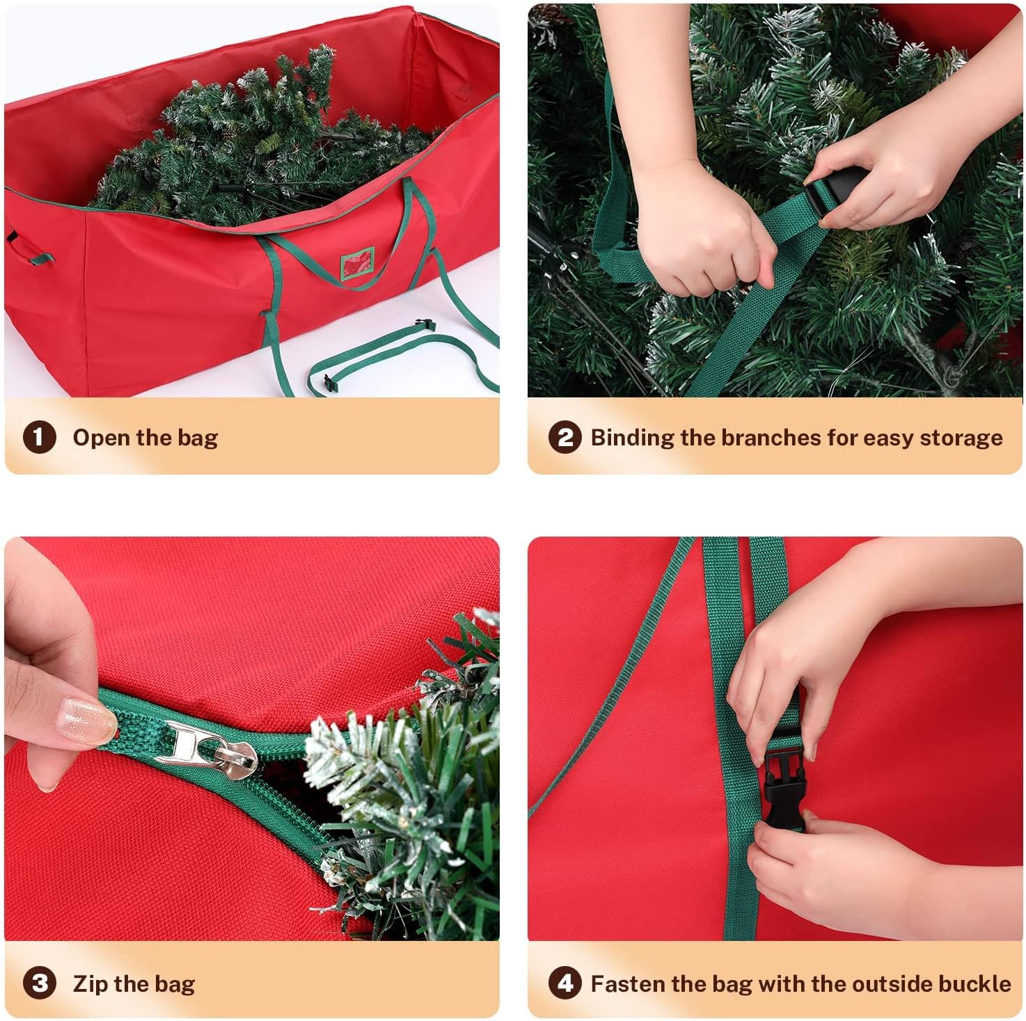 Christmas Tree Storage Bag | Fits Up To 9 Ft | MaidMAX Christmas Tree Storage Box 59 x 24 x 24" | Heavy-Duty 600D Oxford Pvc Material | Tree Storage Container with 4 Buckle Straps