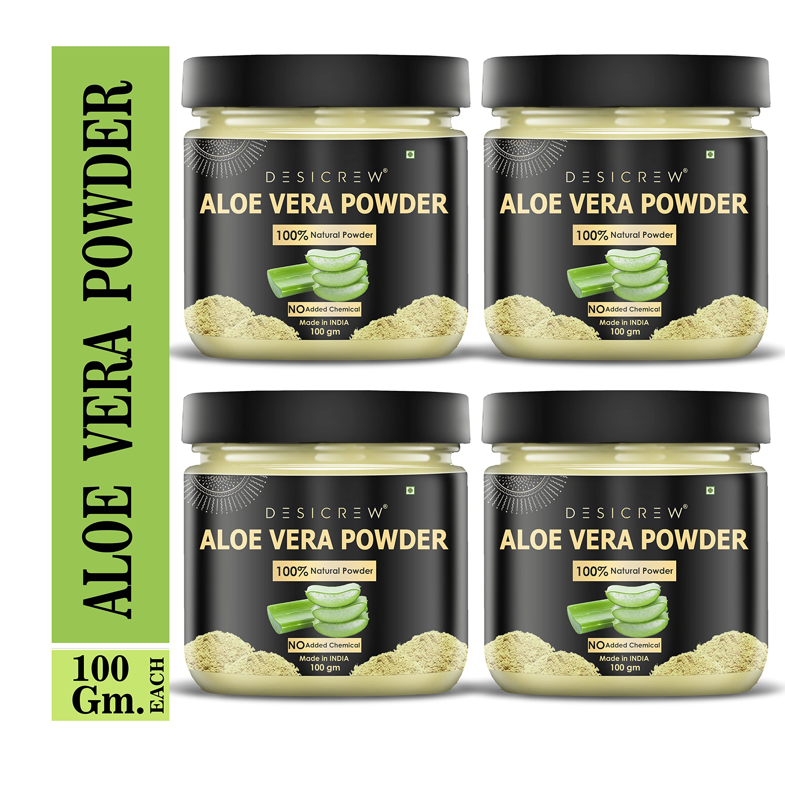 Desi Crew Aloe Vera Powder for Face | Aloe Vera Powder for Skin | Aloe Vera Powder Organic | Aloe Vera Powder for Hair, 100 Grams (Pack of 3 Jar 300 gm) (3)