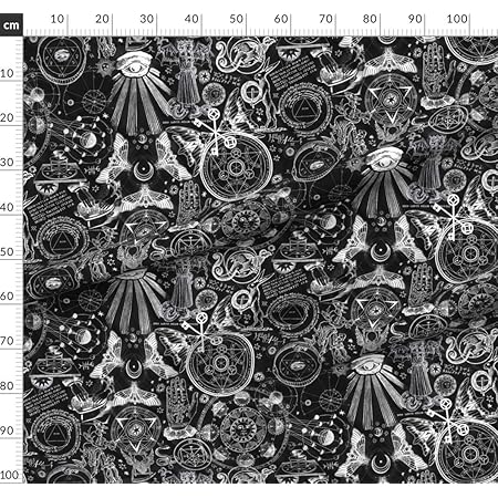 Spoonflower Fabric Black White Occult Witch Magic Alchemy Gothic Zodiac Astrology Goth Printed On Petal Signature Cotton Fabric By The Metre Sewing Quilting Apparel Crafts Decor Amazon Co Uk Home