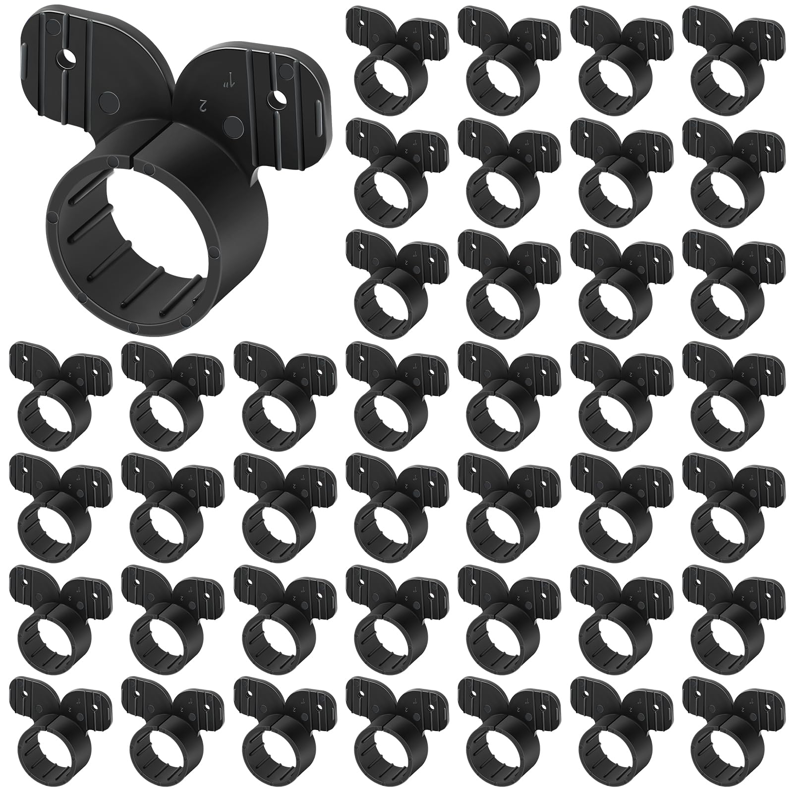 Briwooody 50 Pack 1 Inch Pex Suspension Pipe Clamps Tubing Supports for Pex, Copper, CPVC Pipe, Butterfly Style(Black)