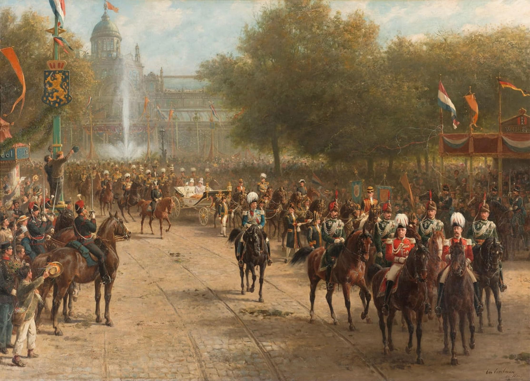 ARTXLXXBN Famous Art Print Poster Vintage Wall Art the Frederiksplein Amsterdam During the Entry of Queen Wilhelmina by Otto Eerelman Canvas Art Poster for Home Decor 60x90cm