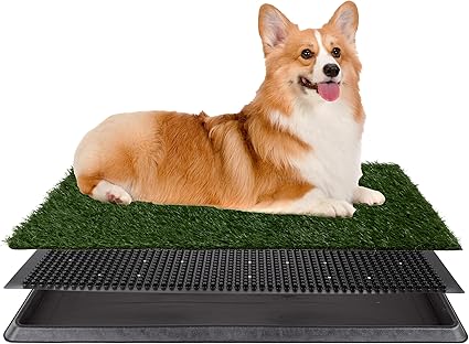 Artificial Grass Puppy Pee Pad for Dogs and Small Pets - 20x25 Reusable 3-Layer Potty Training Pad with Tray - Dog House and Pet Supplies by PETMAKER