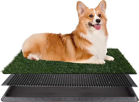 Artificial Grass Puppy Pee Pad for Dogs and Small Pets - 20x25 Reusable 3-Layer Potty Training Pad with Tray - Dog House and Pet Supplies by PETMAKER