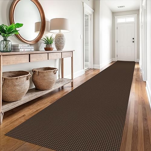 Vista 100 de EARTHALL - Tapete tejido lavable con parte trasera de goma, tapete trenzado de algodón antideslizante para interiores para entrada, pasillo, cocina