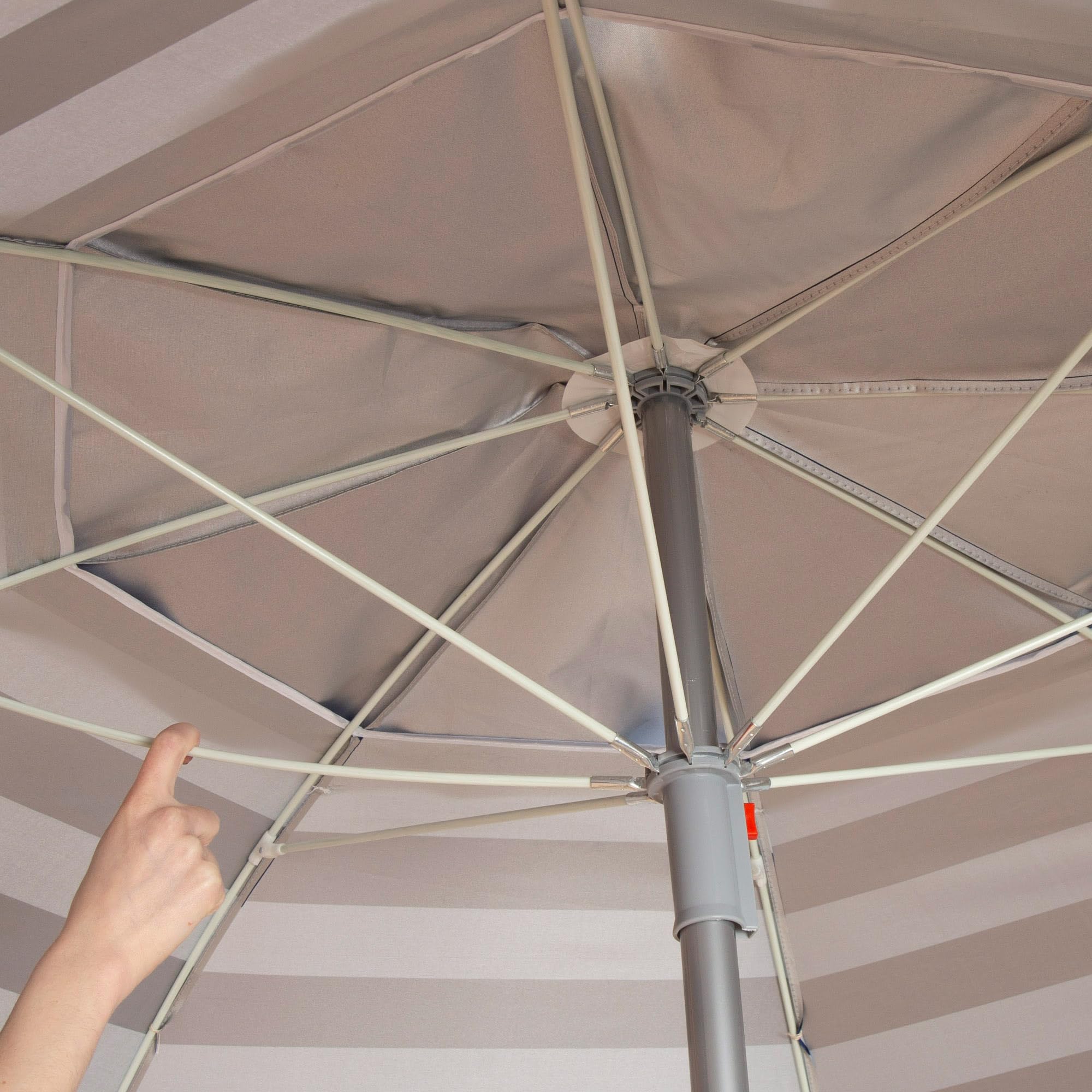 AKTIVE 62404 Ombrellone da spiaggia antivento 240 cm, 8 aste in fibra, protezione UV50, inclinabile, ventilazione Max+Air, manico in metallo 28/32 mm, tessuto Oxford 90 g, con custodia