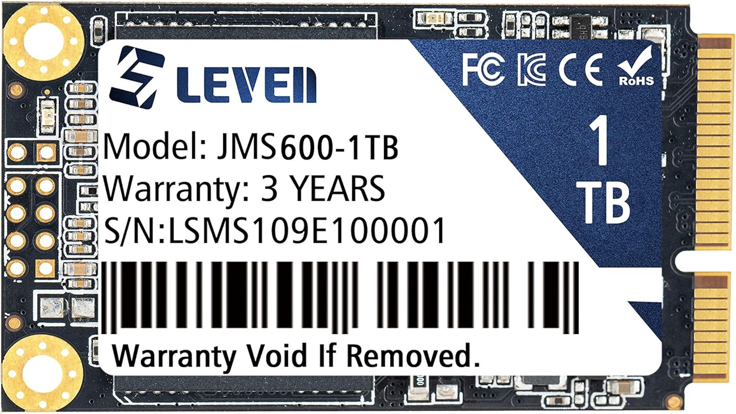 LEVEN JMS600 mSATA SSD 1TB 3D NAND SATA III 6 Gb/s, mSATA (30x50.9mm) Internal Solid State Drive