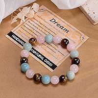 Vista 408 de MASSIVE BEADS Pulsera elástica de yoga hecha a mano con piedra natural, cristal curativo, energía, regalos para adultos unisex de 0.157 in, 0.236