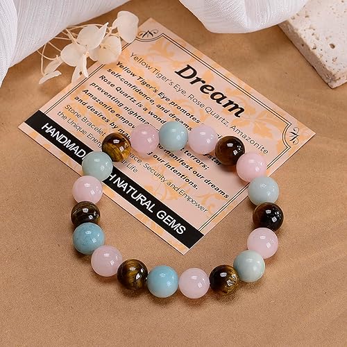 Vista 408 de MASSIVE BEADS Pulsera elástica de yoga hecha a mano con piedra natural, cristal curativo, energía, regalos para adultos unisex de 0.157 in, 0.236