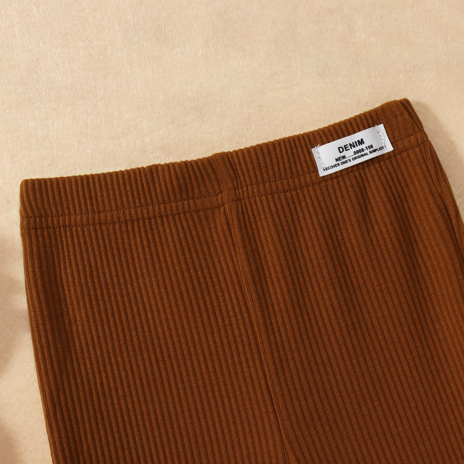 IZYJOY Pantalones acampanados de punto acanalado para niñas y bebés, color sólido, pantalones acampanados, cintura elástica, con volantes, ropa de otoño