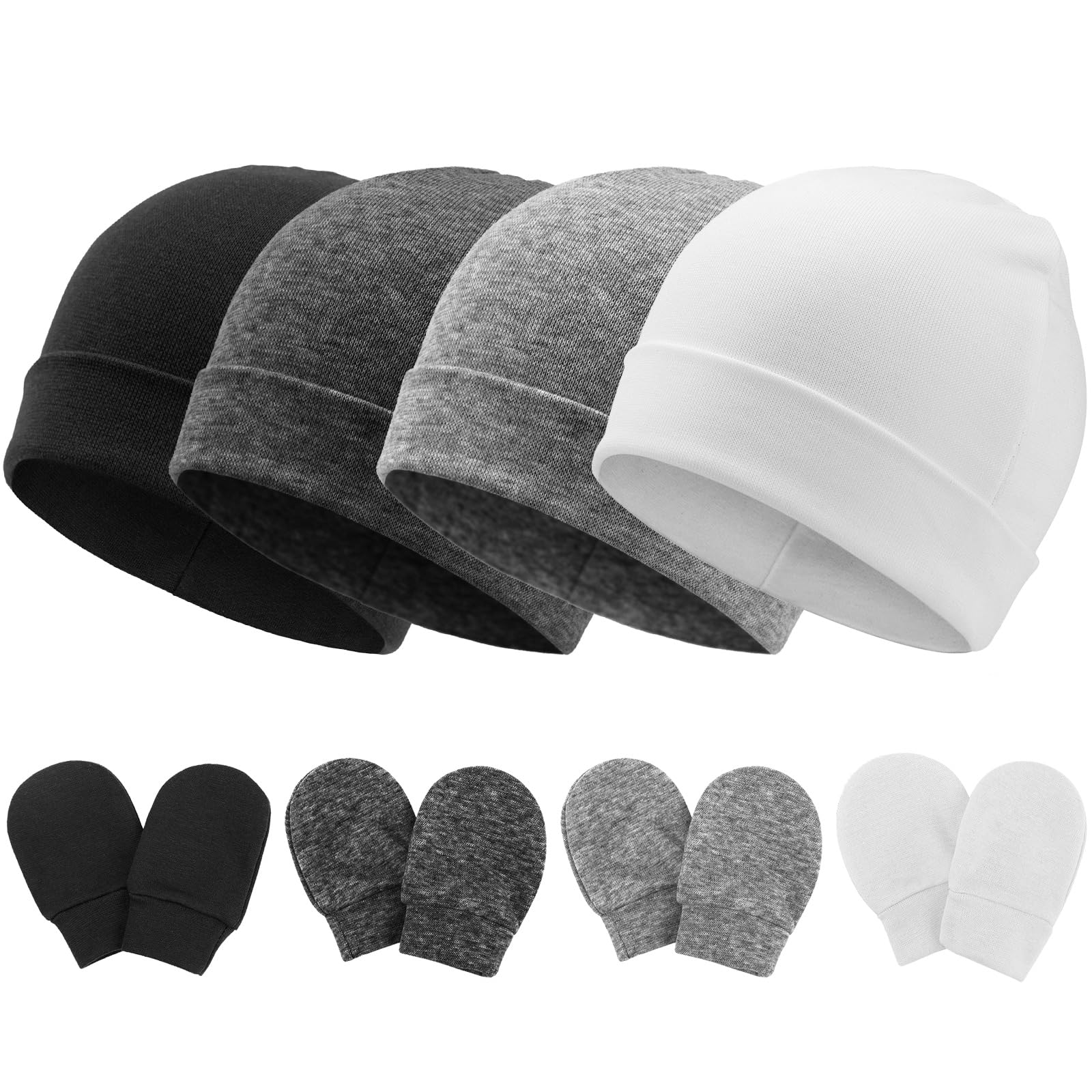 DRESHOW Neugeborenes Baby Mütze Hut und Handschuhe Set Beanie Bekleidung Unisex Infant Hut Kindergarten Mütze Baby Jungen Mädchen 0-6 Monate