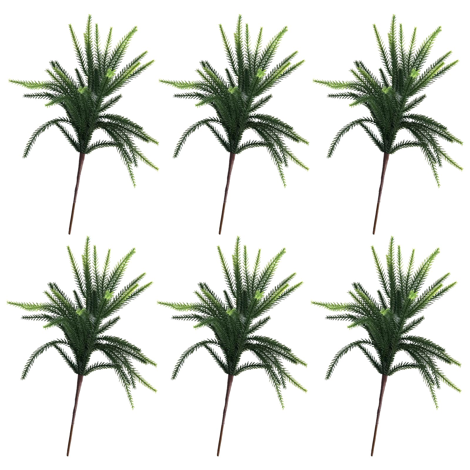 Muiltvoe 6/12PCS Faux Norfolk Pine Stems 43cm Greenery Christmas Pine Needles Branches for DIY Garland Wreath,Xmas Tree and Home Decoration (12pcs)