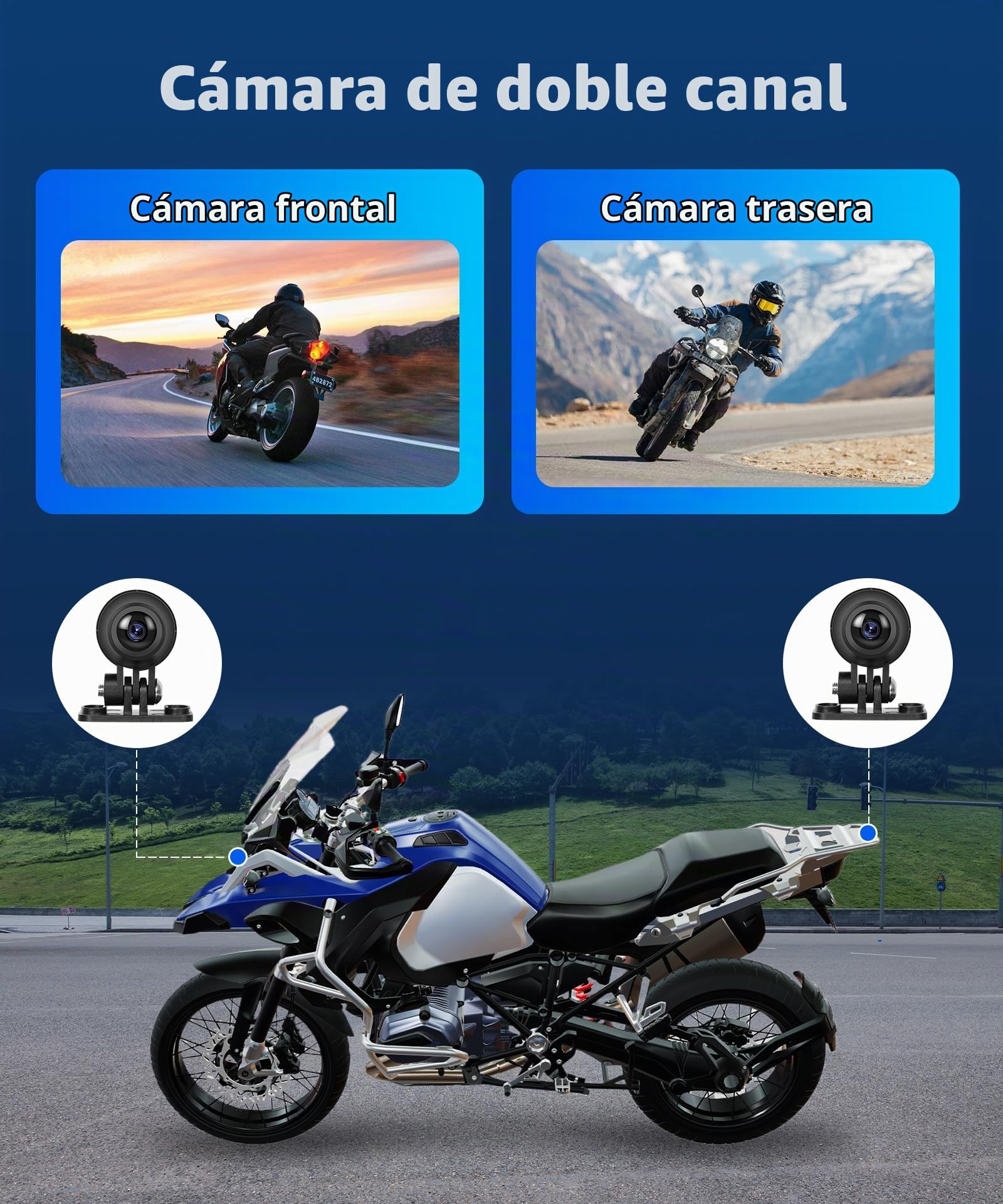 Rimoody Inalámbrica Carplay Pantalla para Motocicleta con Dashcam 2 Cámara Delantera y Trasera, 6.86 Pulgadas Portátil Carplay Android Auto Monitor para Moto con Mirror Link/Bluetooth/IP68 Impermeable