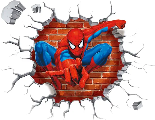 Autocollant SpiderMan 3D traversant mur - Stickers Spiderman pour décoration murale