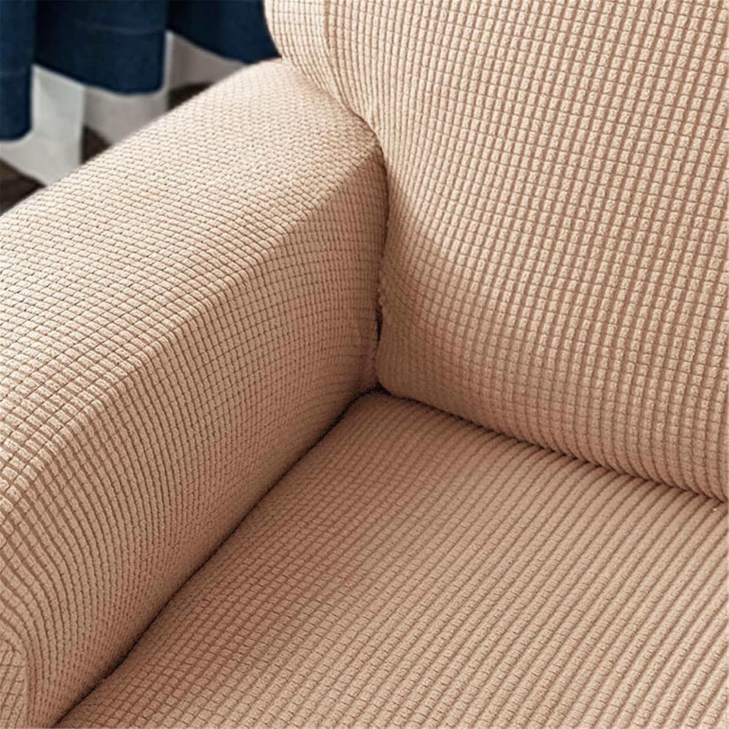 Stretch Recliner Sofa Slipcover Camel - 1 Seater Sofa Cover for Living Room, Elastic Recliner Cover, Furniture Protector in Beige Color
