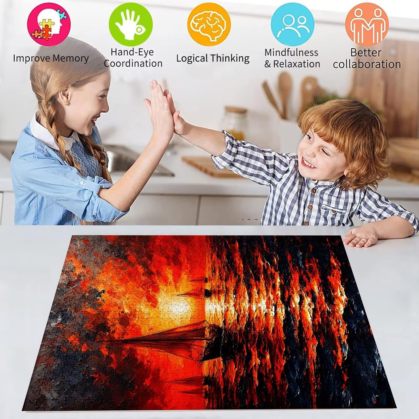 Puzzle 5000 Pieces, Puzzle Voilier Jigsaw Bois Adulte, Jigsaw pour Adultes Jeu éducatif défi Jouet Jigsaw 5000 Pieces Adultes Océan Puzzles Classiques, Cadeau Garcon DIY Maison Décoration S-617