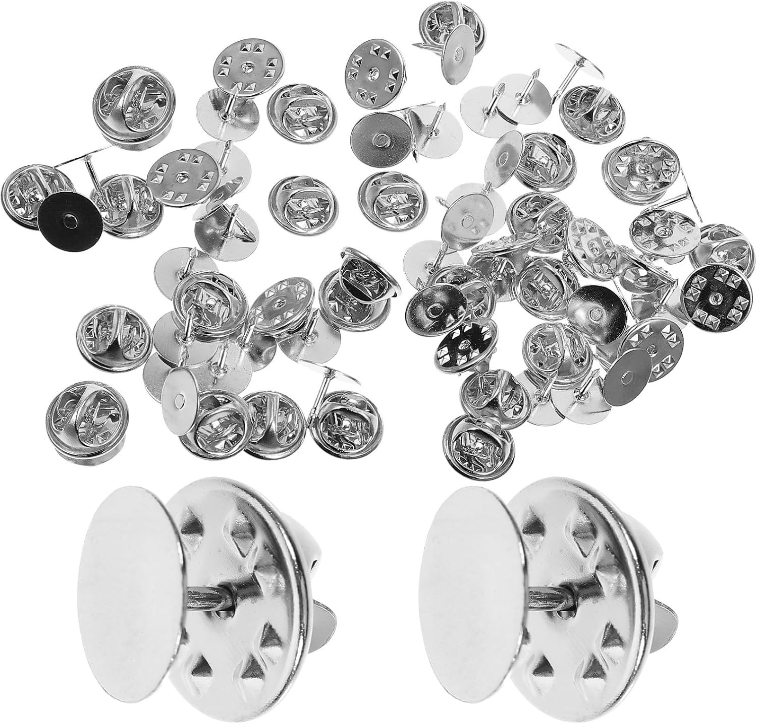 50Pcs Silver Butterfly Clutch Pin Backs with Locking Tie Tacks Blank Pins for DIY Crafts Jewelry Findings Replacement 0.43 Inch