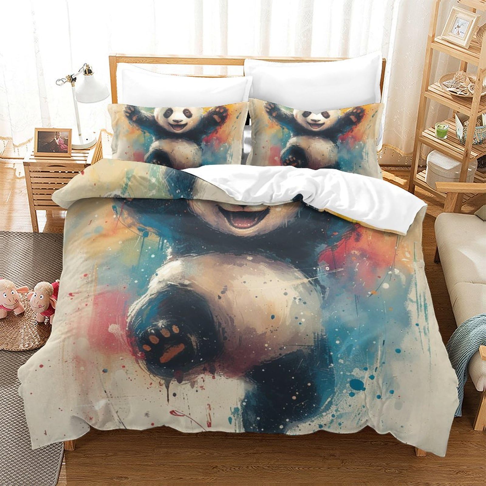 Housse de couette panda 260x220 sans repassage pour éliminer les plis tenaces de votre grand lit