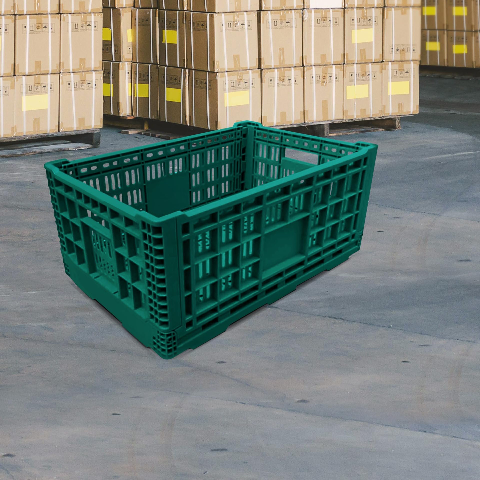 Robusta scatola portaoggetti pieghevole, 60 x 40 cm, contenitore industriale in plastica ventilata, impilabile, durevole, pieghevole, 17,8 cm di profondità x 40,9 cm di larghezza x 25,9 cm