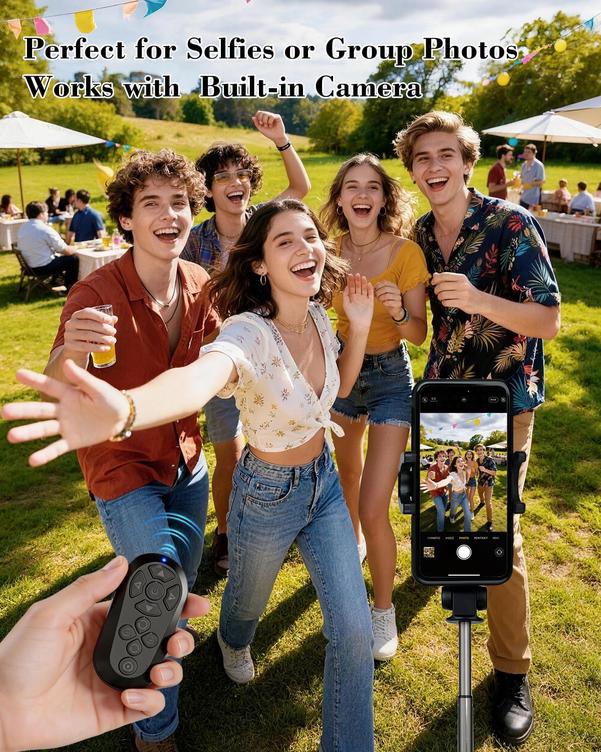 Wireless Remote Controller Compatible with iOS/Android Bluetooth Remote Control for TikTok Scrolling Ideal for Camera/Video Recording/Kindle App (Black)