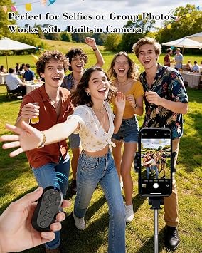 Wireless Remote Controller Compatible with iOS/Android Bluetooth Remote Control for TikTok Scrolling Ideal for Camera/Video Recording/Kindle App (Black)