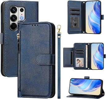 Compatible with Tecno Camon 50 Pro 4G Case Cover,Compatible with Tecno Camon 50 Pro 4G Flip PU Leather Zipper Wallet Protective Cases Blue