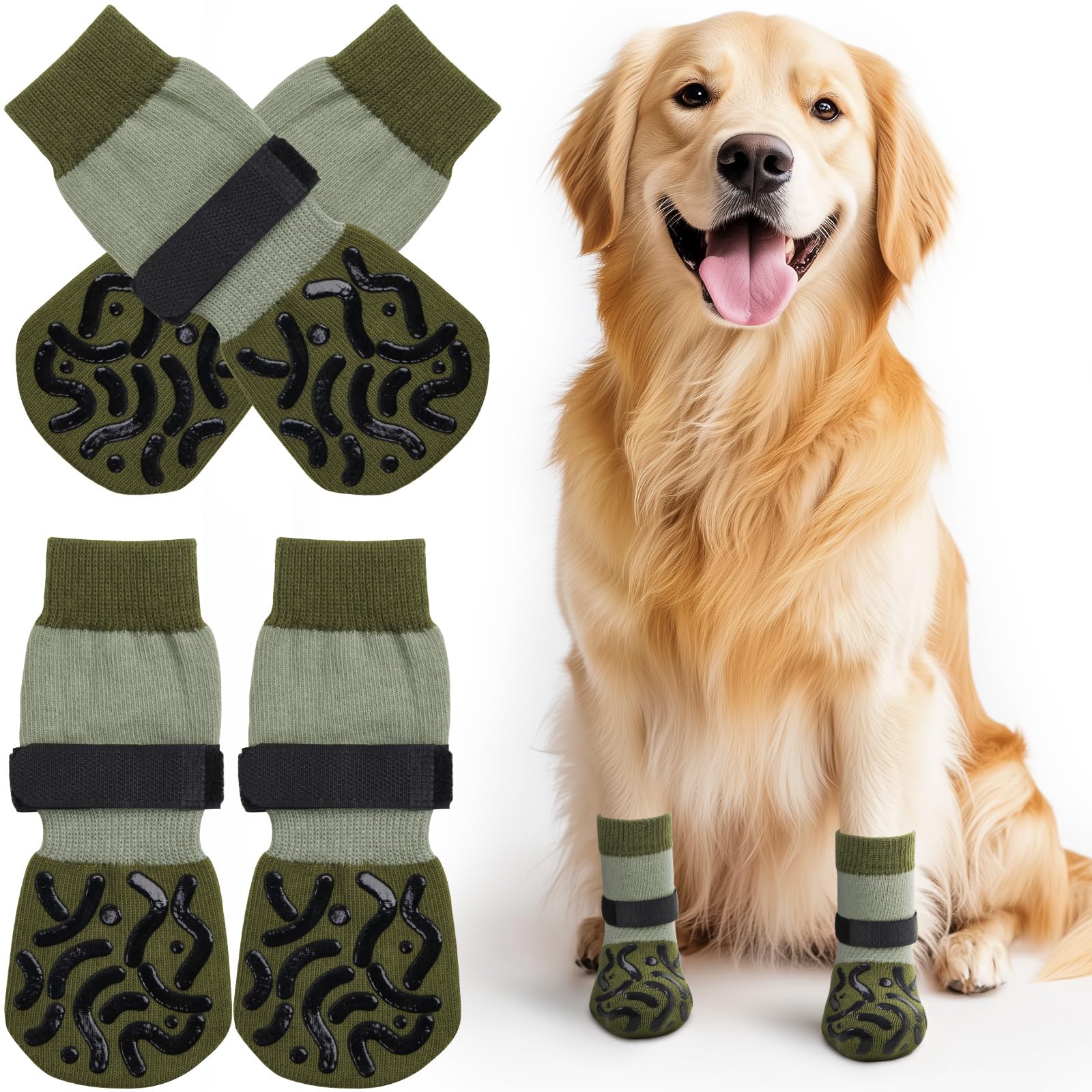 PICK FOR LIFE 2 works Anti-Slip Dog Socks with Grips, Paw Protectors Stop Licking