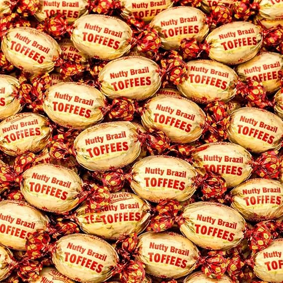 GROBITS - Nutty Brazil Toffee 500g – Soft Chewy Traditional British Sweet – Bulk Bag for Sharing, Parties, Gifts & Nostalgic Treats