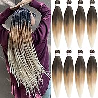 Vista 25 de Unionbeauty - Extensiones de cabello sintético para trenzar de 26 pulgadas, color negro a morado, ombré, 2 paquetes de trenzas preestiradas