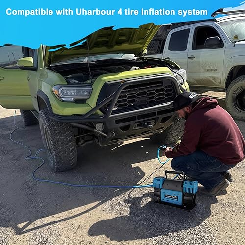 Miniatura 5 de Compresor de aire todoterreno de 12 V con medidor de presión digital, compresor de aire todoterreno de 12 voltios resistente viene con bolsa de