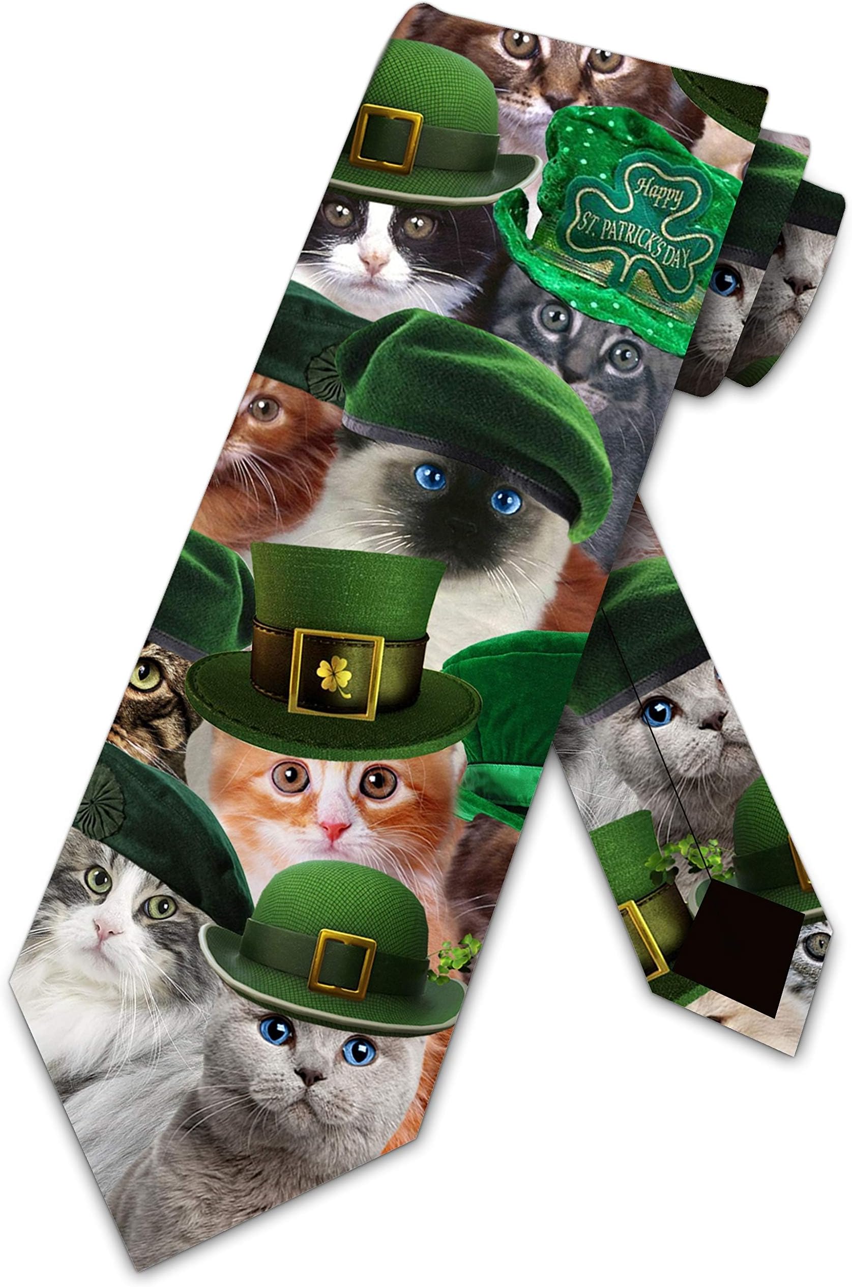 Cat Ties Mens St. Patrick's Day Holiday Necktie