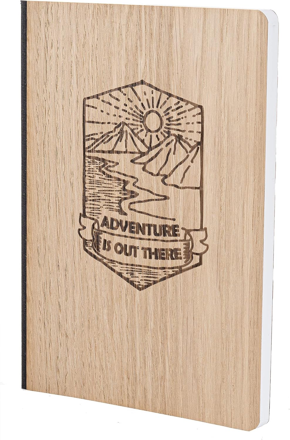 ADVENTURE IS OUT THERE ahşap kapaklı not defteri, yeniden yazmak için gerçek ahşap dizüstü bilgisayar, 192 boş sayfa 90 g, ahşap türü: meşe