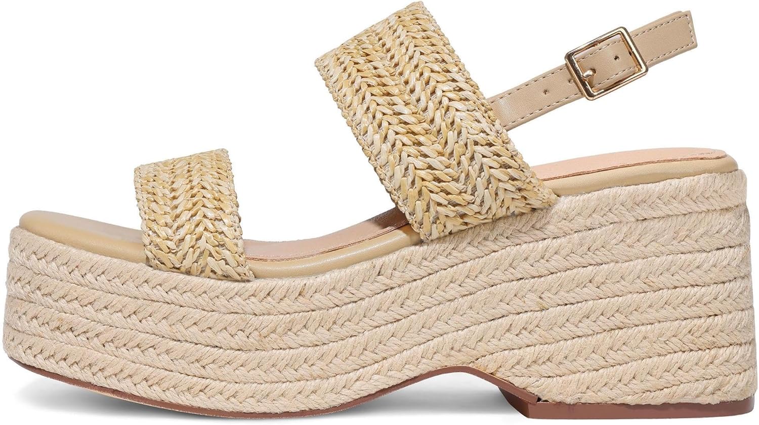 Platform Sandals Women Open Toe Ankle Strap Summer Wedge Espadrille Sandals Cute Beach Straw Raffia Woven Sandals Comfortable Vacation Dress Shoes