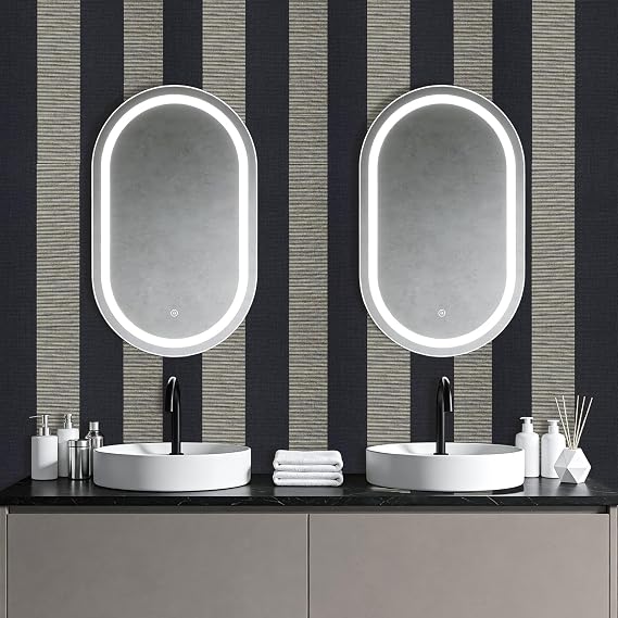ICOOP Black Beige Striped Peel and Stick Wallpaper Modern 17.5x276