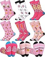 Patelai 6 Pairs Pink Funny Basketball Socks for Women - Novelty Crew Socks, Gifts for Players Coaches Fans